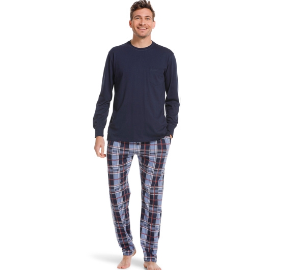 Mørkeblå Ternet Herre Pyjamas & T-shirt i jersey