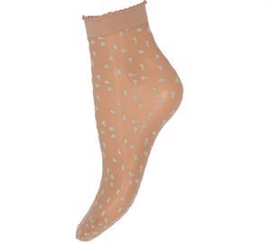 Decoy Ankle Socks Fashion w/ Flowers 20 Den. Nude