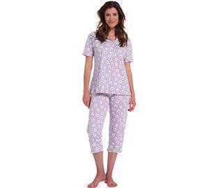 Pastunette Pyjamas Gennemknappet m/ Capri Bukser Light Purple 