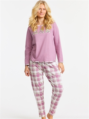 Damella Cotton Check Pyjamas Heather Bomuld